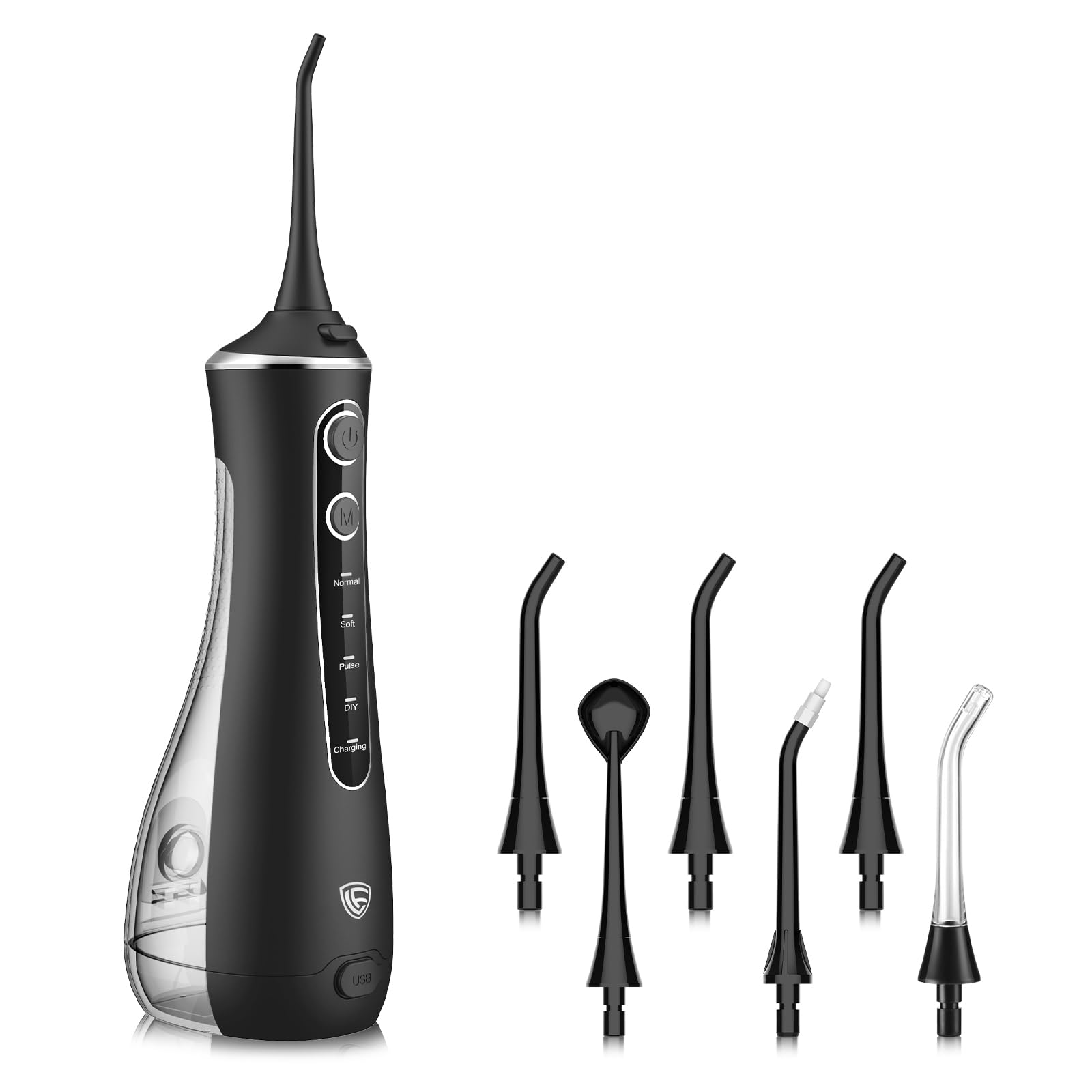 LF Water Flosser for Teeth Cleaning and Flossing, DIY 4 Modes Rechargeable Cordless Oral Irrigator for Home Use, Black
