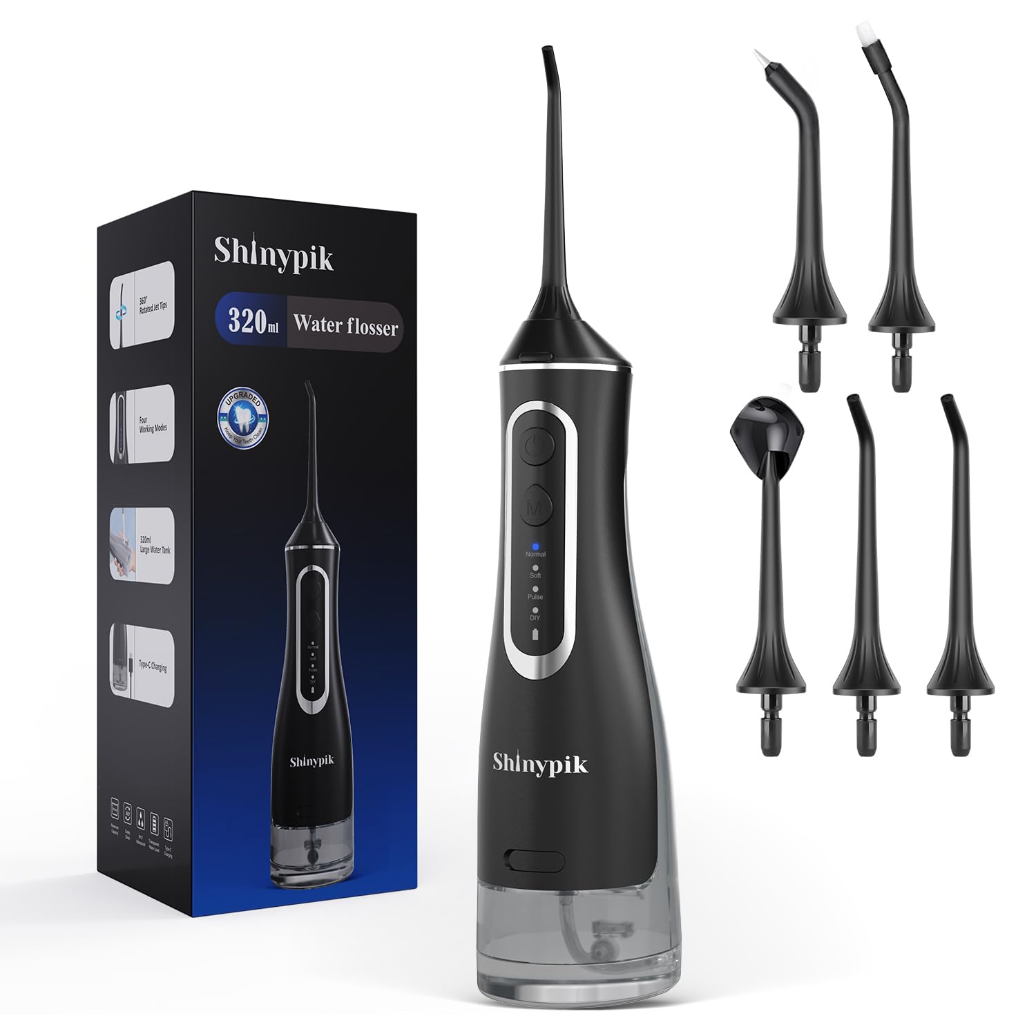 Electric Water Flosser for Home and Travel (Black)  
Cordless Electric Water Flosser (Black)  
IPX7 Waterproof Electric