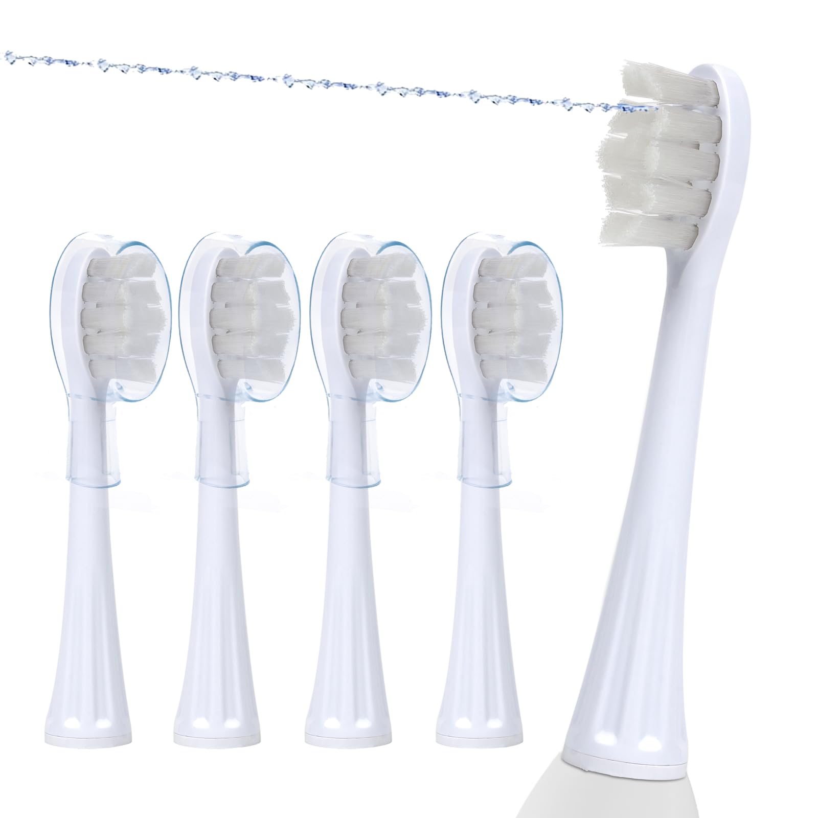 Replacement Flossing Toothbrush Heads with Covers for Waterpik Sonic Fusion SF01/SF02 and SF03/SF04, 5 Pack (White)