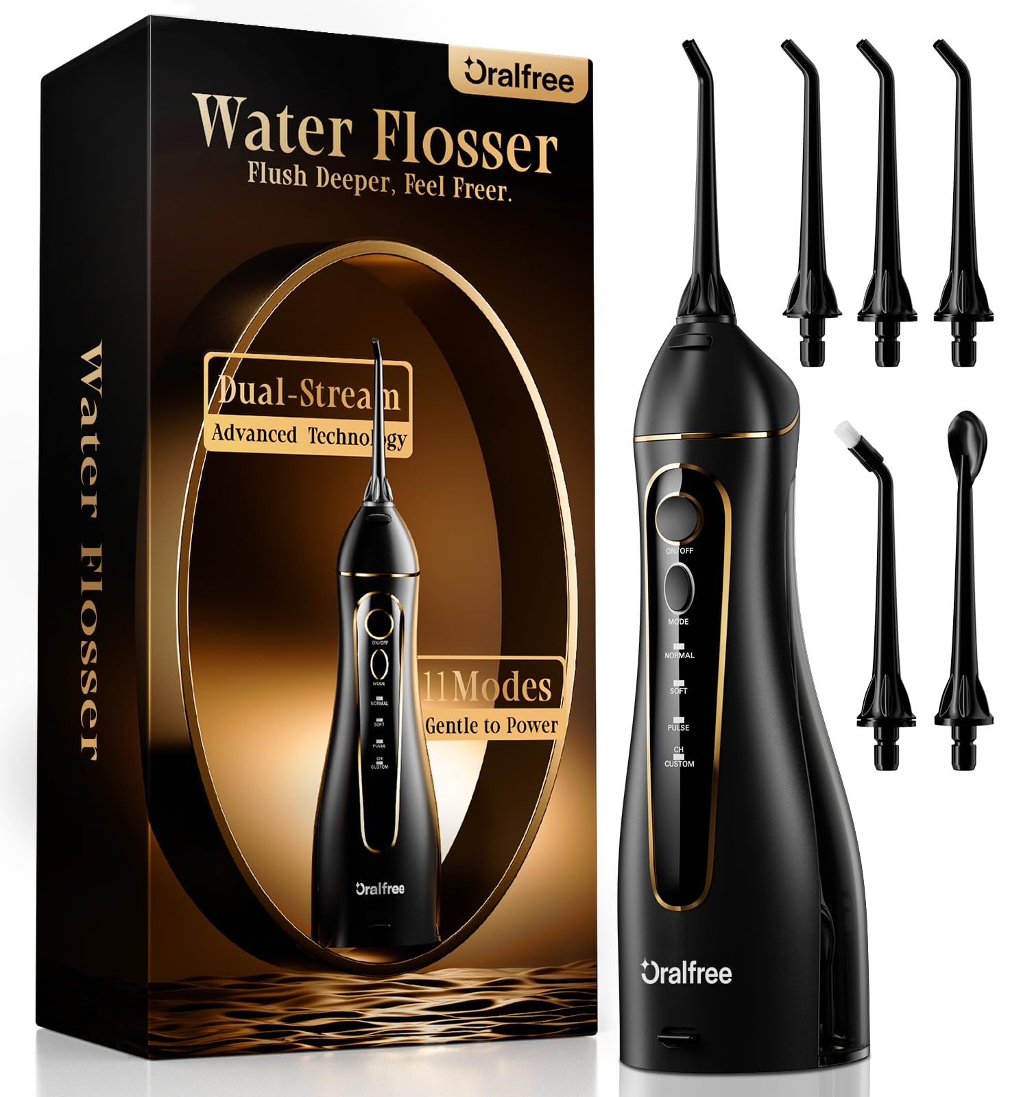 Oralfree Water Flosser - Portable & Rechargeable Teeth Cleaner for Travel & Home IPX7 Waterproof Oral Irrigator