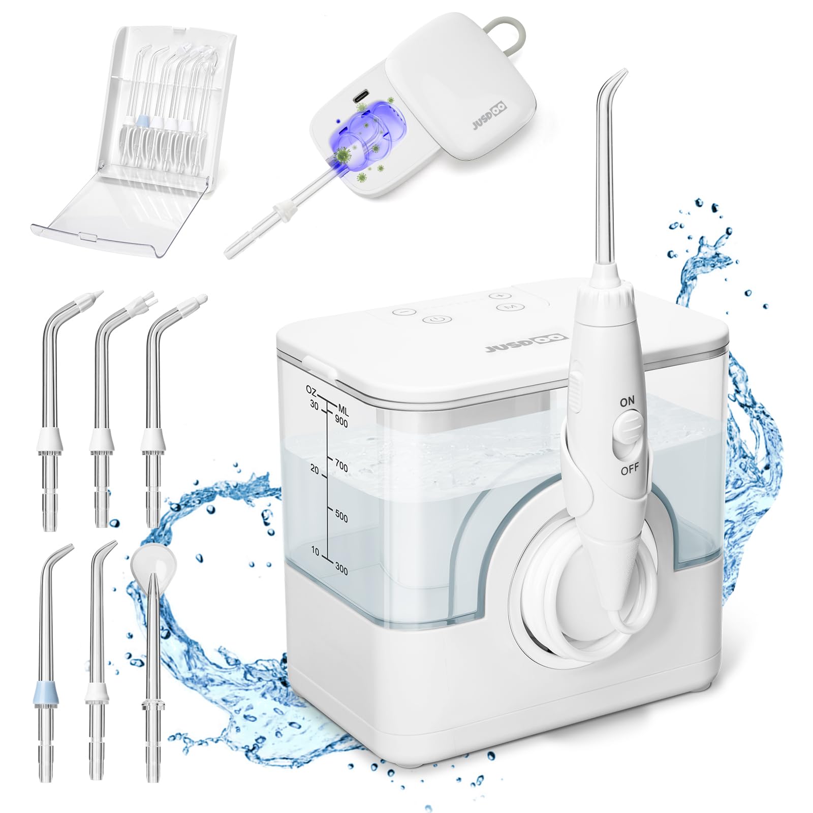 Professional Water Dental Flosser with Rechargeable Battery for Teeth, Gums and Braces, 16 Pressure Levels & Child Mode,