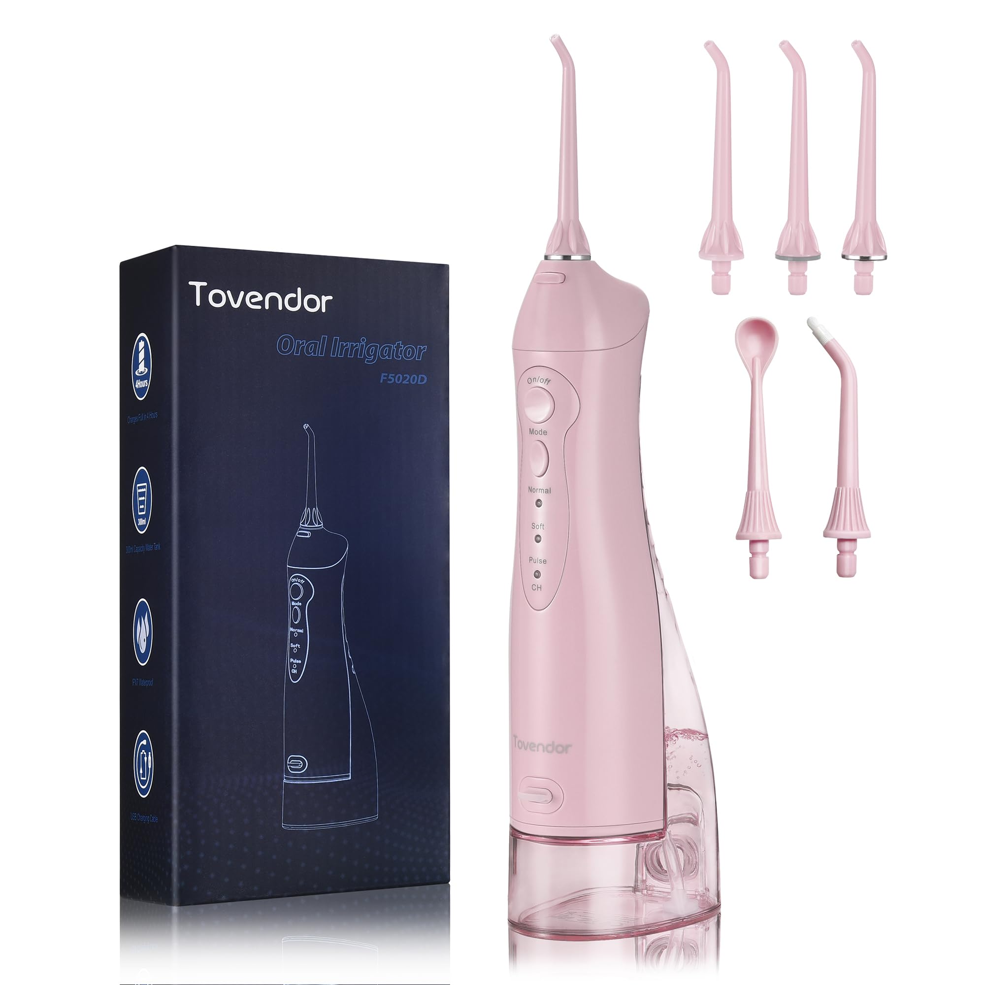 Tovendor Cordless Electric Water Flosser for Teeth Deep Cleaning and Gums Care
| Tovendor Oral Irrigator with 5 Tips fo