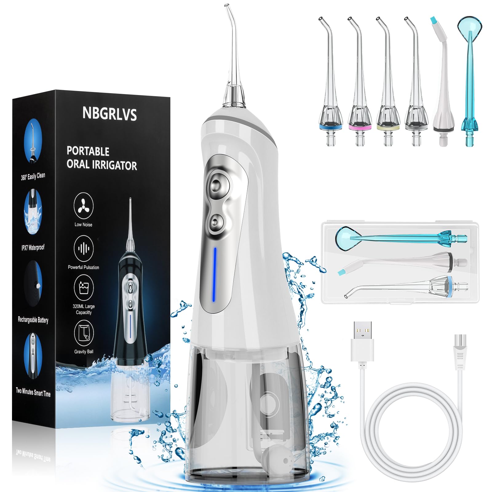 NBGRLVS Water Dental Flosser for Powerful Oral Cleaning and 6 Adjustable Modes - Ideal for Teeth Pick Cleaning at Home
